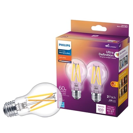 Philips Philips A19 E26 (Medium) LED Bulb Soft White 60 Watt Equivalence 2 pk 573477